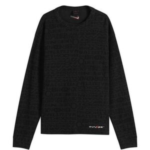 AWAKE NY X JORDAN THERMAL L/S CREW "BORO" BLACK Waffle Knit Crewneck Size XL